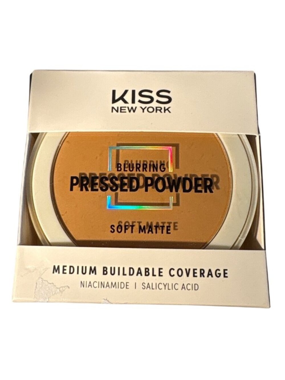 Kiss New York Pressed Powder Blurring Soft Matte Warm Honey Medium Buildable